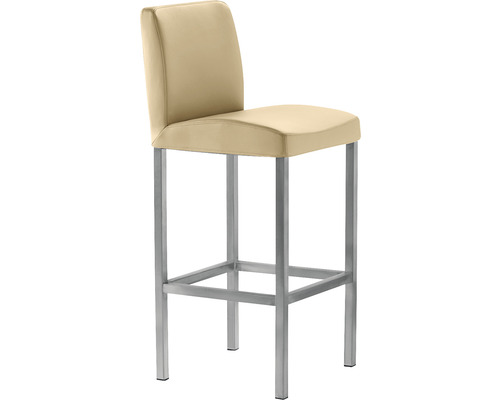 Chaise de bar Mayer Sitzmöbel 1154 40 x 45 x 94 cm acier perle argent/beige Tabouret de bar avec dossier et cadre en acier inoxydable