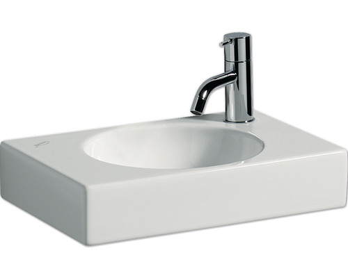 Lave-mains GEBERIT Presiosa II 40 cm trou de robinetterie à droite 273240 600 blanc émail spécial KeraTect®