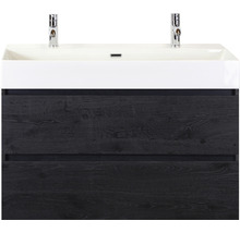 Doppelwaschbecken mit Unterschrank Sanox MAXX XL BxHxT 101x73x45.5 cm Frontfarbe black oak 81735549