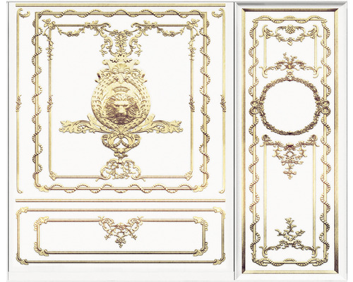 Papier peint panoramique intissé IF4-062 Infinity 2 Roaring Royal 4 pces 400 x 250 cm Panneaux muraux ornementés avec des reliefs de style classique