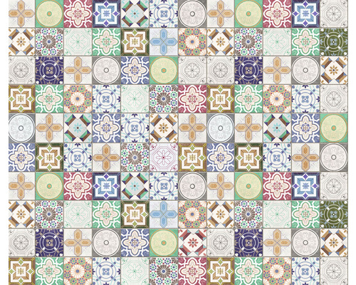 Papier peint panoramique intissé IF4-063 Infinity 2 Marrakech mosaïque 4 pces 400 x 250 cm Motif de carreaux avec divers motifs géométriques et floraux