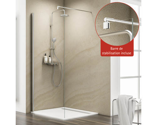 Cabine de douche complète avec receveur et barre de stabilisation