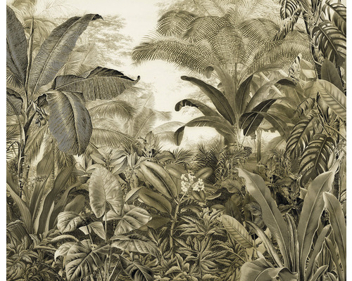 Papier peint panoramique intissé IF4-087 Infinity 2 Adventure Awaits 4 pces 400 x 250 cm Illustration d''une jungle dense avec diverses plantes tropicales