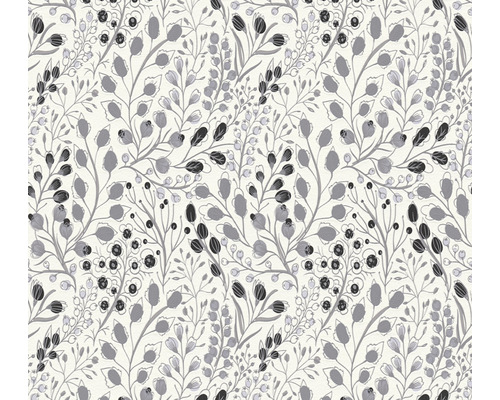 Papier peint intissé 38847-3 Attractive 2 guirlande de fleurs blanc-noir