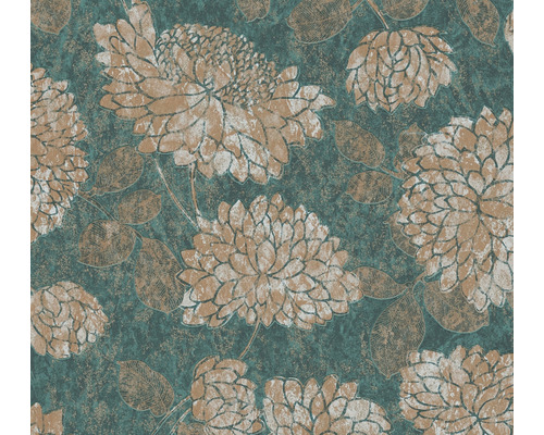 Vliestapete 39025-4 Attractive 2 großes Blütenmotiv grün-gold Tapete mit Blumenmuster auf strukturiertem Grund