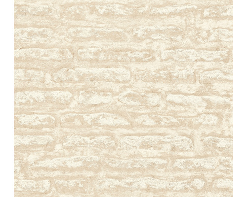 Papier peint intissé 39027-2 Attractive 2 mur en pierres beige-blanc Papier peint avec motif de mur en pierre