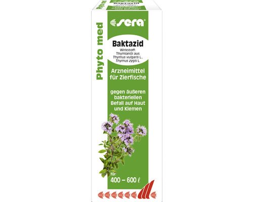 Produit pharmaceutique sera Phyto med Baktazid 30 ml Sera Baktazid médicament pour poissons d''ornement contre les infections bactériennes externes de la peau et des branchies