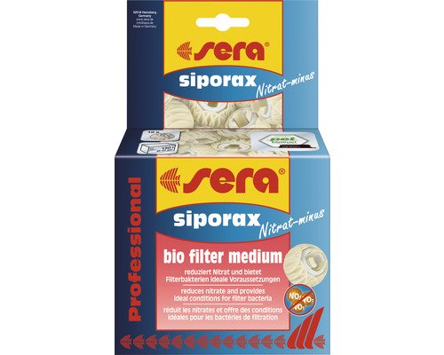 Matériau filtrant sera siporax réducteur de nitrate 145 g Sera Siporax Nitrat Minus Bio Filtermedium, emballage
