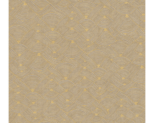 Papier peint intissé 38742-2 Nara Ethno motif de vagues jaune Papier peint à motif demi-cercle