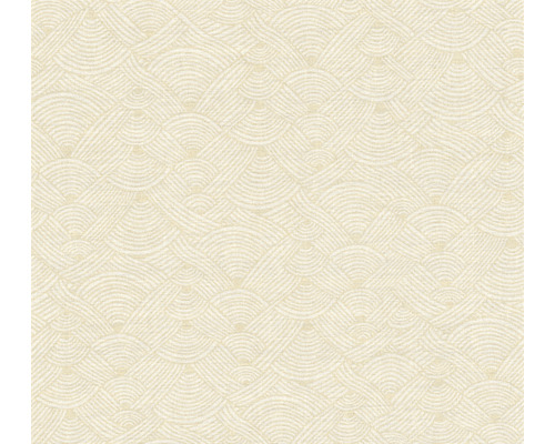 Papier peint intissé 38742-4 Nara Ethno motif de vagues crème Papier peint textile avec motif en demi-cercle