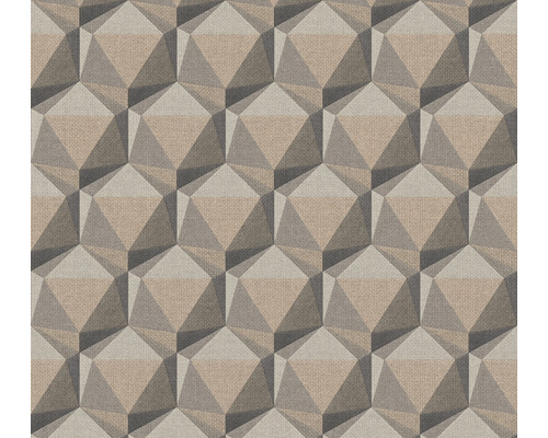 Papier peint intissé 38748-1 Nara géométrique gris beige Motif de papier peint géométrique avec aspect tridimensionnel