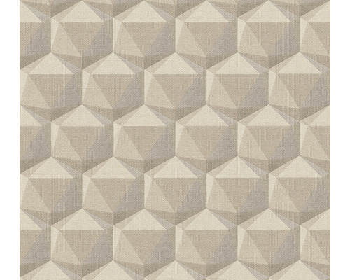 Vliestapete 38748-5 Nara Geometrisch beigegrau Tapete mit geometrischem 3D-Würfelmuster