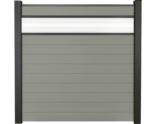 Élément principal GroJa Flex construction modulaire avec élément design 30 insert de verre sans poteaux 180 x 180 cm gris