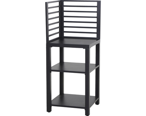 Cuisine d'extérieur Siena Garden Texas, élément d'angle, anthracite mat support aluminium, sans portes Étagère de salle de bain noire avec trois tablettes et étagère latérale