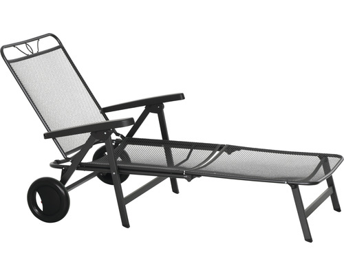 Chaise longue à roulettes Siena Garden 82 x 195 x 57 cm acier anthracite