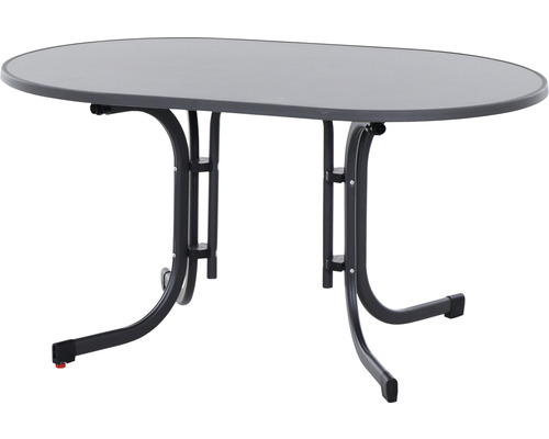 Table de jardin Siena Garden Paco pliante 140 x 90 cm anthracite mat support en acier en anthracite mat, plan de table de jardin en mélamine en ardoise antique Table de jardin ovale avec cadre en acier