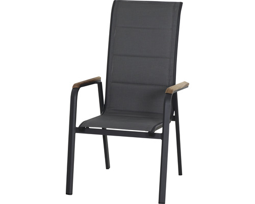 Fauteuil empilable Siena Garden Tesoro High Back alu, textile, teck FSC 100 % Chaise de jardin avec accoudoirs et dossier haut