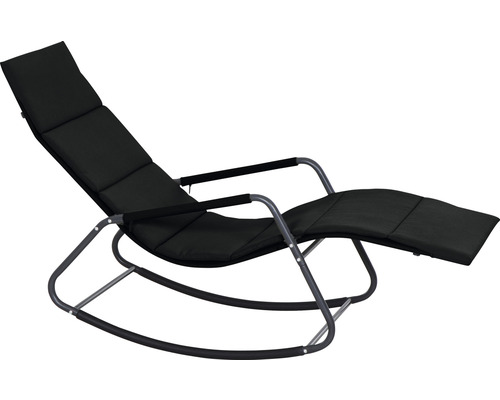 Chaise longue chaise à bascule Siena Garden 57 x 143 x 81 cm plastique acier textile noir