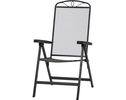 Fauteuil pliant Siena Garden Elda anthracite mat métal étiré anthracite mat Fauteuil de jardin en métal avec accoudoirs et conception pliable