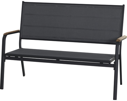 Banc de jardin Siena Garden Tesoro, anthracite mat alu, textile, teck FSC 100 % Banc de jardin avec assise et dossier en tissu textile