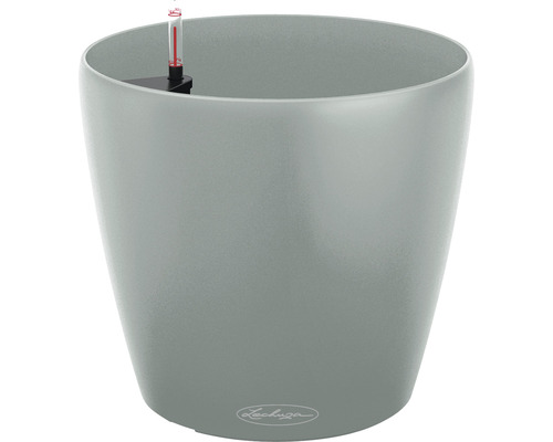 Pot pour plantes Lechuza Classico Eco en plastique 100 % recyclé Ø 28 cm gris clair avec système d'arrosage en terre