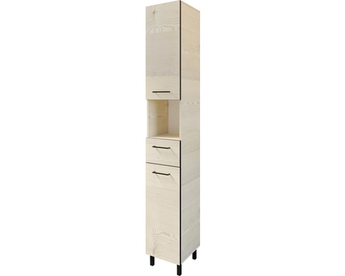 Armoire haute Pelipal Quickset 920 couleur de façade pin 30 x 195,5 x 33 cm Armoire haute en bois avec tiroirs et compartiments ouverts