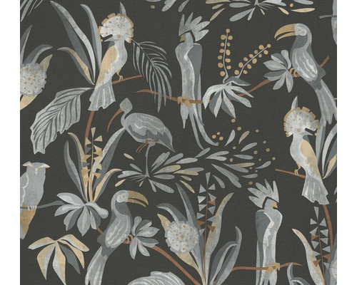 Papier peint intissé 38898-3 House of Turnowsky toucan jungle noir Papier peint avec motif d''oiseaux et de plantes