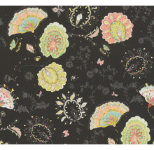 Tapete mit floralem Muster und Fächermotiven