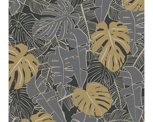 Papier peint intissé 38905-1 House of Turnowsky feuilles de palmier noir or Papier peint intissé 38905-1 House of Turnowsky feuilles de palmier noir or