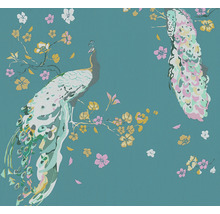 Vliestapete 38906-2 House of Turnowsky Pfau Blumen türkis gelb