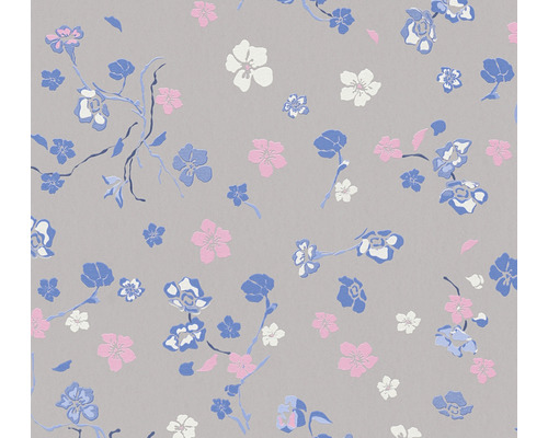 Papier peint intissé 38907-4 House of Turnowsky fleurs fantaisistes gris bleu