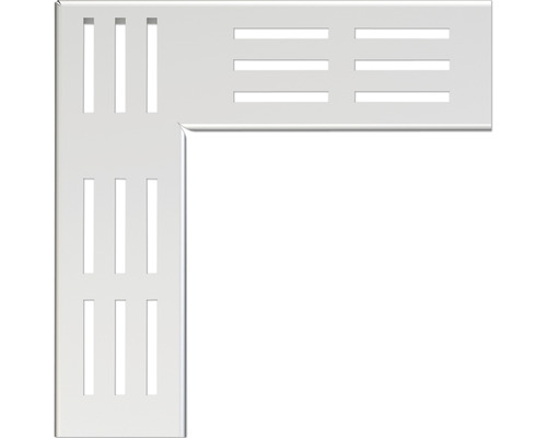 Grille d'angle Alcadrain pour caniveau de drainage de façades et de terrasses épaisseur du mur 54/6 acier inoxydable 249 x 75 x 20 mm