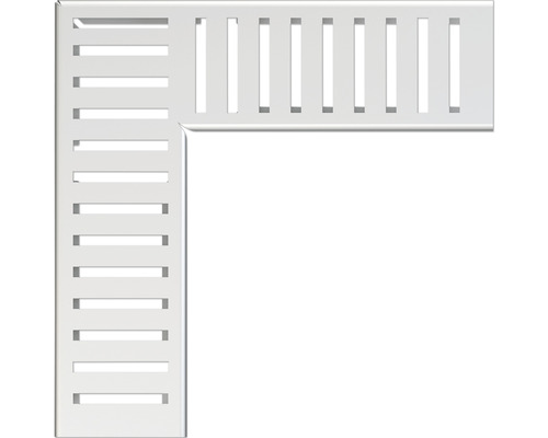 Grille d'angle Alcadrain pour caniveau de drainage de façades et de terrasses épaisseur du mur 4/38 acier inoxydable 249 x 75 x 20 mm