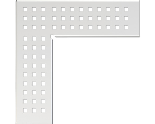 Grille d'angle Alcadrain pour caniveau de drainage de façades et de terrasses épaisseur du mur 8/8 acier inoxydable 249 x 75 x 20 mm