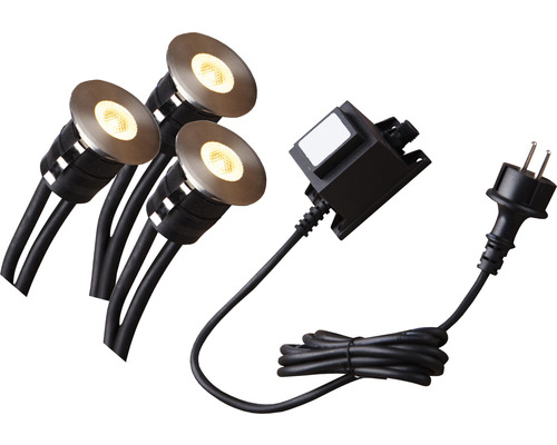 Éclairage de bassin Heissner SMART LIGHTS kit de démarrage Decklights, éclairages LED, 3 spots, blanc chaud 3 x 1 watt ∅ 4,5 x 4,7 mm éclairage de jardin