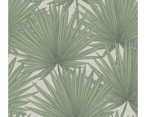 Vliestapete 39090-1 Antigua Palmenblätter grün-weiß