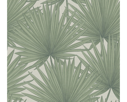 Papier peint intissé 39090-1 Antigua feuilles de palmier vert blanc Papier peint à motif de feuilles de palmier