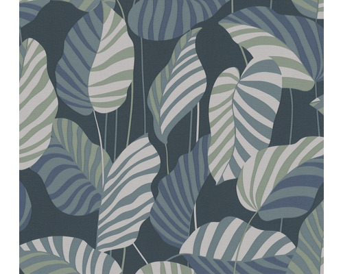 Papier peint intissé 39094-4 Antigua feuilles Rétro bleu vert Papier peint avec motif de feuilles