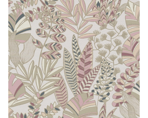 Vliestapete 39095-4 Antigua Blätter Retro rosa-weiß Tapete mit Pflanzenmuster