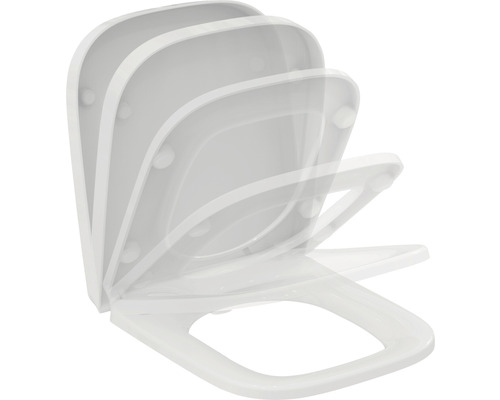 Toilettendeckel mit Absenkautomatik in verschiedenen Öffnungswinkeln