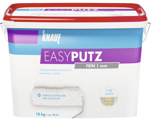 Enduit décoratif Knauf EASYPUTZ fin 1,0 mm blanc 10 kg Seau de Knauf Easyputz, enduit décoratif prêt à l''emploi pour l''intérieur, grain de 1 millimètre