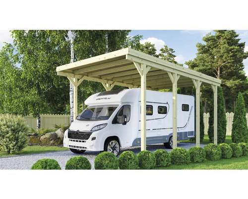 Carport simple Karibu Caravan 394 x 712 cm traité en autoclave par imprégnation