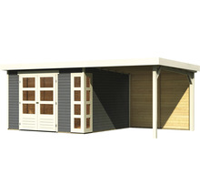 Gartenhaus Karibu Naomi 6 inkl. Anbau 2,4 m mit Rückwand 558 x 331 cm grau