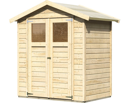 Abri de jardin en bois avec double porte et fenêtres
