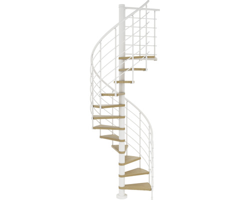 Escalier en colimaçon Pertura Koralia chêne bois lamellé-collé Ø 160 cm blanc 11 marches 12 pas de marche