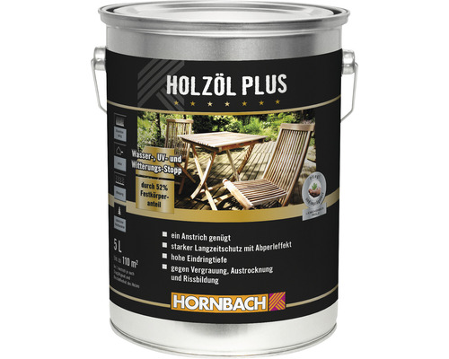 Huile pour bois HORNBACH incolore 5 l-0