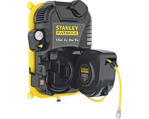 Stanley Fatmax Kompressor mit 1,5 PS, 2 Liter Volumen, 8 Bar Druck und 9 Meter Schlauch