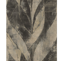 Papier peint intissé Concrete feuilles Noir