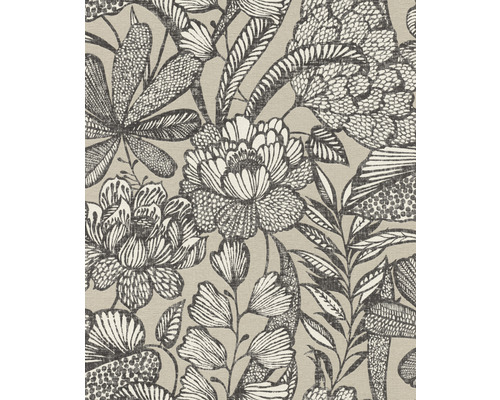 Papier peint intissé 555332 Lirico naturel beige Vue détaillée d''un papier peint textile avec motif floral