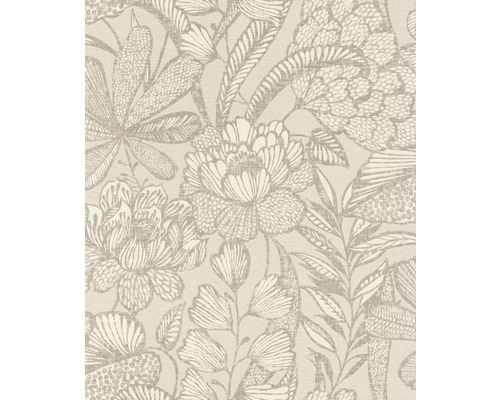 Papier peint intissé 555349 Lirico naturel gris Papier peint à motif floral
